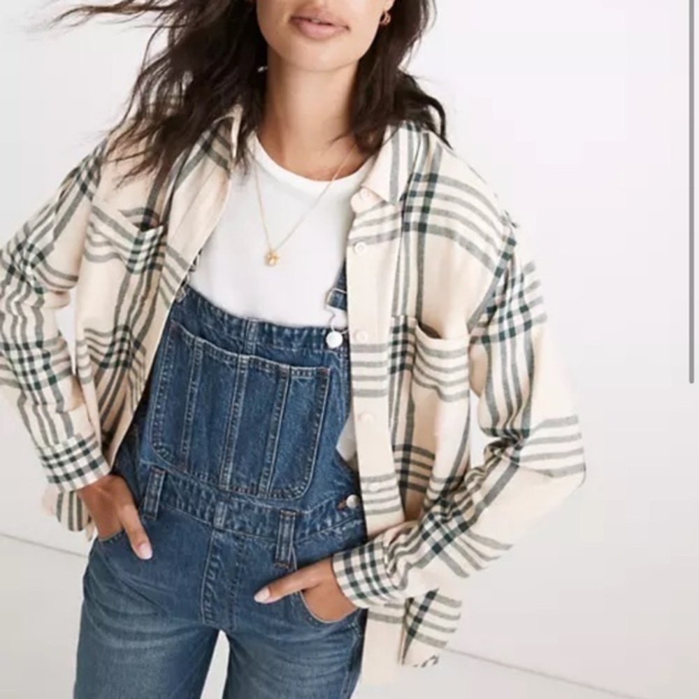 MADEWELL OVERSIZED EX-BOYFRIEND SWING SHIRT IN WINDOWPANE SZ XXS